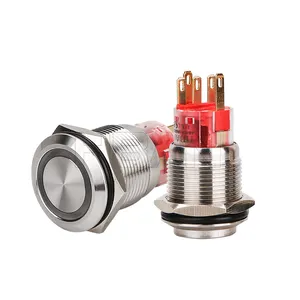 Hbano metal 19mm ip67 interruptor liga, à prova d' água, interruptor do painel, botão de pressão de aço inoxidável com luz led