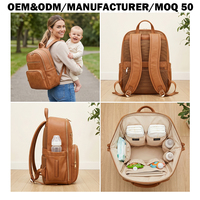 Stilvoller Veganer Leder-Wickelrucksack Wasserdichter Hochwertiger Mama-Rucksack mit Individuellem Logo OEM-Hersteller