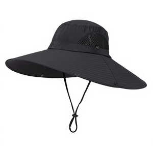 Chapeau Bob Respirant en Maille SFB117 Bleu Marine à Large Bord Protection UV Anti-UV avec Cordon de Menton Réglable Coupe-Vent pour Hommes - Product Image 6