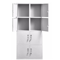 Armoire de rangement en acier à 8 portes, design moderne, construction durable, structure modulaire autoportante, serrure à clé - Rangement commercial pour bureau