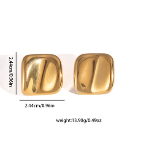 Orecchini a Perno con Texture Martellata, Placcati in Oro 18K, Acciaio Inossidabile 316L Resistente all'Ossidazione, Gioielli da Donna alla Moda - Product Image 5