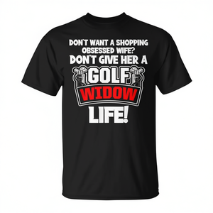 Camiseta Golf Widow para hombre, negra, talla grande, cuello redondo, manga corta, serigrafía, deportes y juegos - Product Image 3