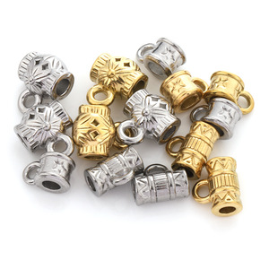 Vacuum Plated 18k Gold Stainless Steel Vintage Patterned Beads Three Way <b>Spacer</b> For Bracelet Making Mixed Shapes H1526 - Product Image 2