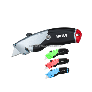 Cuchilla Retráctil Automática <span class=keywords><strong>con</strong></span> Empuñadura Antideslizante de Aleación, 3 Cuchillas de Repuesto, Cuchillo de Seguridad <span class=keywords><strong>con</strong></span> Retracción Automática - Product Image 1