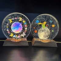 Lampe de chevet LED USB en cristal gravée au laser 3D, thème planètes colorées, pour la décoration de chambre d'enfant, cadeau en gros