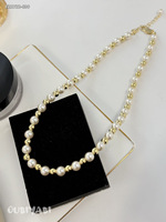 Colliers pendentifs en perles élégants et très vendus, avec perles de fausse perle et perles métalliques dorées mélangées, longue chaîne, pour tenue de soirée romantique