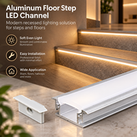 Profilé LED encastré en aluminium pour éclairage linéaire de sol, couloir et escalier avec diffuseur