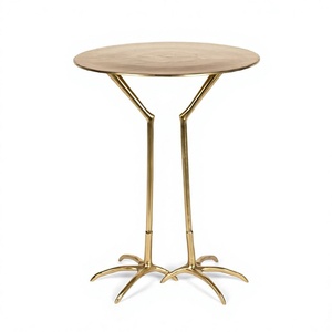 Mesa Consola de Metal con Forma de Flor y Base de Pedestal, Acabado Antiguo, Estilo Asiático, Mueble Hecho a Mano para Sala de Estar - Product Image 2