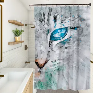 Ceiling Shower Curtain Waterproof Anti-Mildew Bathroom Curtain Blackout Curtain Without Punching One Piece