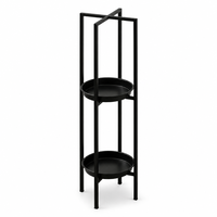 Support à fleurs moderne à 2 niveaux, porte-plantes en métal, revêtement poudré, présentoir de jardin pour intérieur, extérieur, balcon, véranda