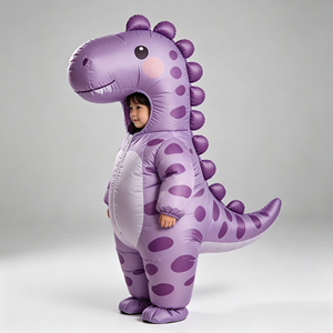 Disfraz inflable de dinosaurio morado, traje de personaje de dragón de dibujos animados para niños, fiesta de cumpleaños, cosplay de Halloween - Product Image 2