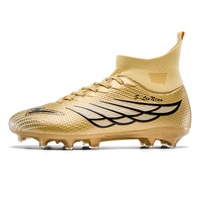 Chaussures de football montantes unisexe, tige en PVC, semelle extérieure en caoutchouc, crampons longs, antidérapantes, durables, modèle F2002, vente en gros usine
