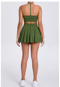 Европейско-американский комплект для тенниса и гольфа: повседневный комплект из двух предметов (бра и короткая юбка) для спортзала, бега, йоги и фитнеса, дышащий - Product Image 4