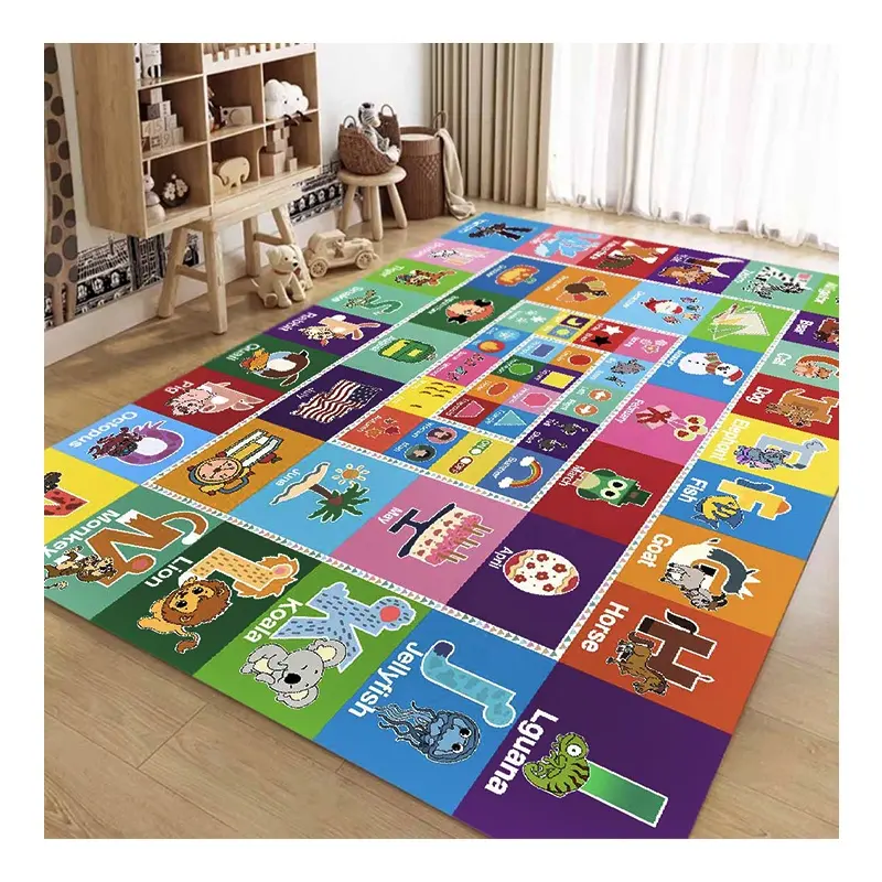 Educational kids rugs carpets washable rugs with anti slip backing low price carpet for living room