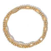 Conjunto de Collar y Pulsera de Cadena Cubana de Cobre CZ Estilo Hip Hop, 7mm, Oro y Oro Blanco, para Hombre y Mujer, Joyería, Accesorios de Moda, Regalo
