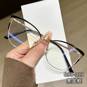 98-013女性猫目金属フレーム眼鏡新しいファッションレトロブルーカットメガネコンピュータの太陽とアンチブルーライトメガネ - Product Image 6