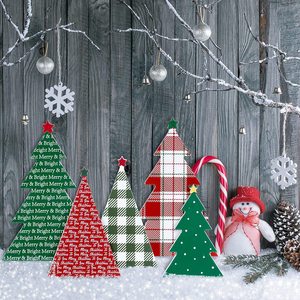 Décorations de Noël en bois à motif écossais, ornement de table pour la décoration des fêtes - Product Image 2
