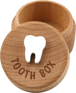 BuyWeek Wooden Tooth Fairy Box Dropped Tooth Keepsake Storage Box For Boys And Girls Cute Lost Tooth Holder Toddler Teeth Case - View #12