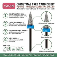 Yaqin High End 3/32" 6mm Fraise à ongles en carbure de tungstène à coupe croisée en forme de sapin de Noël pour le polissage du vernis à ongles