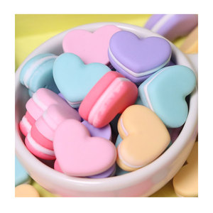 Hạt Cườm Hình Trái Tim Đáy Phẳng Dễ Thương 100 Hạt Charm Nhựa Resin Phong Cách Macaroon Sặc Sỡ Để Trang Trí Phụ Kiện - Product Image 1