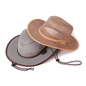 Wide Brim Mesh Sun <b>Hat</b> For Men Breathable Adjustable Summer Outdoor Beach <b>Hat</b> Brown - Product Image 2