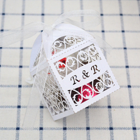 Boîte à souvenirs classique en filigrane découpée au laser, rouge métallique, personnalisable avec nom, date, logo, pour mariage, anniversaire, Bar Mitzvah, cadeau de bonbons