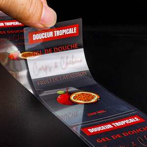 ฉลากกันน้ำแบบใส Douceur Tropicale สำหรับติดเอง วัสดุ PET รูปทรงสี่เหลี่ยมผืนผ้า สำหรับบรรจุภัณฑ์เจลอาบน้ำขนาด 250 มล. สำหรับผลิตภัณฑ์ดูแลส่วนบุคคล - Product Image 3