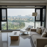 Ventanas Modernas de Aluminio con Doble Acristalamiento, Aislamiento Térmico, Insonorización, Bajo Contenido Energético, Resistentes a Huracanes, con Marco Arqueado y Acabado Esmerilado para Villas