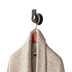 Modern Wall Mounted Robe <b>Hook</b> Brushed Nickel or Matte <b>Black</b> Zinc Plastic Bathroom <b>Coat</b> Hanger - Product Image 2