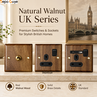Prise murale rétro en acier inoxydable durable, norme britannique 13A, avec interrupteur USB Type C et interrupteur à bascule en laiton, prise électrique britannique