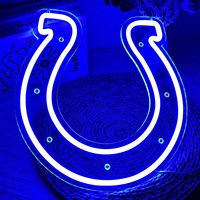Enseigne néon LED authentique aux couleurs de l'équipe, style Colts, avec logo fer à cheval professionnel pour la décoration murale de bar sportif