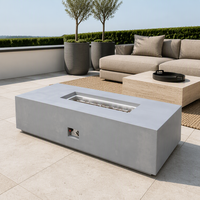 Table de foyer d'extérieur rectangulaire au propane, moderne, pour patio, balcon, restaurant, terrasse, foyer au gaz en béton de luxe