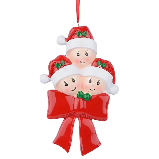 Artesanía personalizada de decoración navideña, adorno colgante de resina de Papá Noel decorativo, venta al por mayor