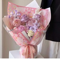 Papier d'emballage pour fleurs en forme de boule avec bords semi-transparents pour l'arrangement floral DIY et l'emballage de bouquets.