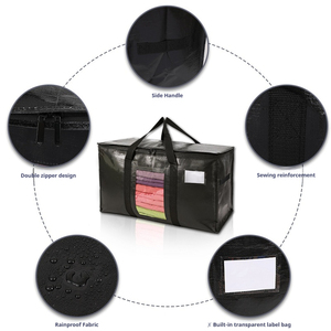 Bacs de rangement robustes pour déménagement avec poignées et fermetures éclair – Alternative pratique aux caisses de déménagement – Fournitures d'emballage pratiques pour le shopping - Product Image 2