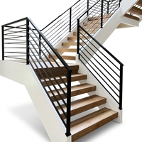 Rampe d'escalier moderne en aluminium à tube carré sur mesure pour hôpitaux, résidences et extérieurs, résistante à l'eau et à la rouille, facile à installer
