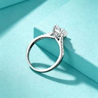 Bague de fiançailles en moissanite ronde taille brillant 1,2 carats D VVS1, en argent 925 avec double pavé, certifiée GRA, vente en gros d'usine
