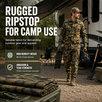 Tissu tactique imprimé en polyester-coton 235 g/m² camouflage Ripstop Spandex pour vêtements de travail, uniformes et pantalons de camping-car