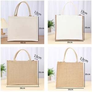 Sac à main en toile de jute personnalisé avec logo imprimé, sac de shopping portable en jute, sac cadeau pour femmes, sac fourre-tout en lin rétro imperméable - Product Image 3