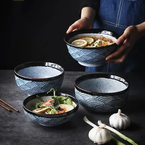 Son tasarım restoran mutfak japon salatası çorba pirinç kasesi seramik Ramen kase seti porselen kase