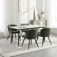 Chaises de salle à manger modernes en velours avec dossier stable et pieds en métal pour salles à manger et salons
