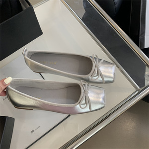 Zapatos Planos de Punta Cuadrada de Alta Calidad para Mujer, Zapatos de Cuero Tipo Bailarina para Mujer - Product Image 3