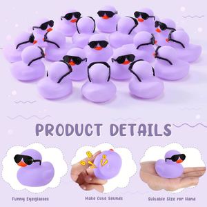 Custom Color Logo 2 Rubber Ducks Sunglasses Set 2.2 Inch Squeaky Cute Float <b>Bath</b> Toys for 0-24 Months <b>Light</b> Purple Birthday - Product Image 2