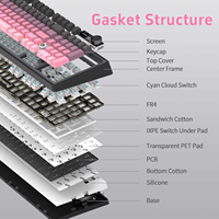 Clavier de jeu mécanique Ajazz AK980 V2 Tri-mode, disposition 98 %, écran TFT Hot Swap, bouton rotatif, touches PBT RGB, joint d'étanchéité pour PC Gamer