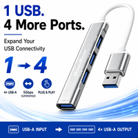 Hub Mini Aluminium Alloy dengan 5 Port USB 2.0 untuk Pengisian Daya & Transfer Data Komputer-Ponsel Tanpa Perlu Colokan Tersedia dalam Stok