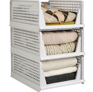 Hot Sale Foldable Closet Organizers Storage Bins 4 Pack Plastic Storage Basket