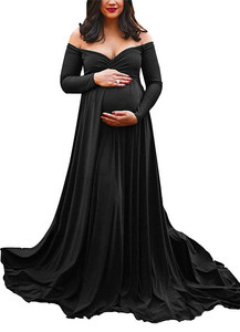 <span class=keywords><strong>Vestido</strong></span> de Maternidad de Poliéster/Algodón con Cuello en V para Sesiones de Fotografía, Estilo Europeo 2021 - Product Image 6