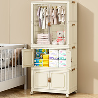 N/A Installationsfreier Faltbarer Umweltfreundlicher Langlebiger PP-Kunststoff Vierstufiger Baby-Kleider- und Snack-Aufbewahrungsschrank Kleiderschrank Wohnzimmer