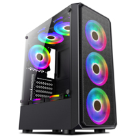 Black and White Mid Tower Pc case Pre Installed Fans Pc case Gaming support Fan 10 Rgb Fans and Water Cooler