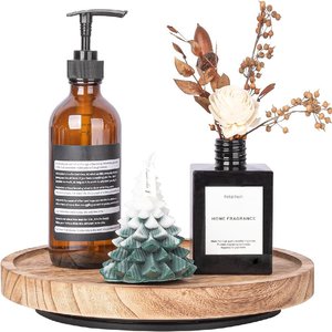 Wooden Rotating <b>Tray</b> Round Solid Wood Spice Storage Kitchen Countertop Condiment Holder Desktop Vase Base Fruit Plate - Product Image 1